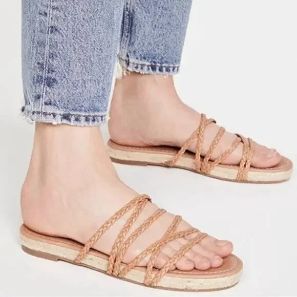 Madewell The Kathryn Espadrille Slide Sandal in Leather - Picture 1 of 9
